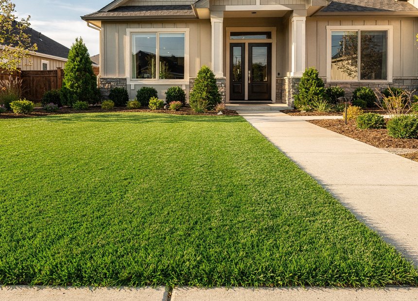 Artificial grass lawn installed at a Huntersville, NC home